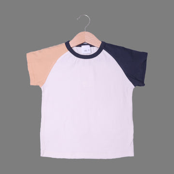 BLUE WITH CREAM SLEEVES HALF SLEEVES T-SHIRT